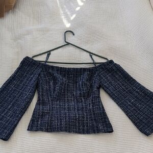 Elegant Off-Shoulder Navy Top
